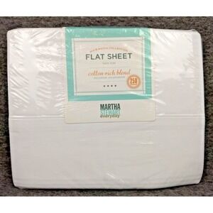 Martha Stewart Everyday Twin Flat Sheet 250TC White Cotton Blend Mix & Match NEW